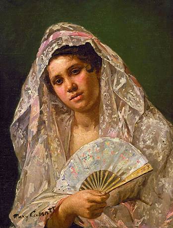 Spanish  Dancer Wearing a Lace Mantilla, 1873